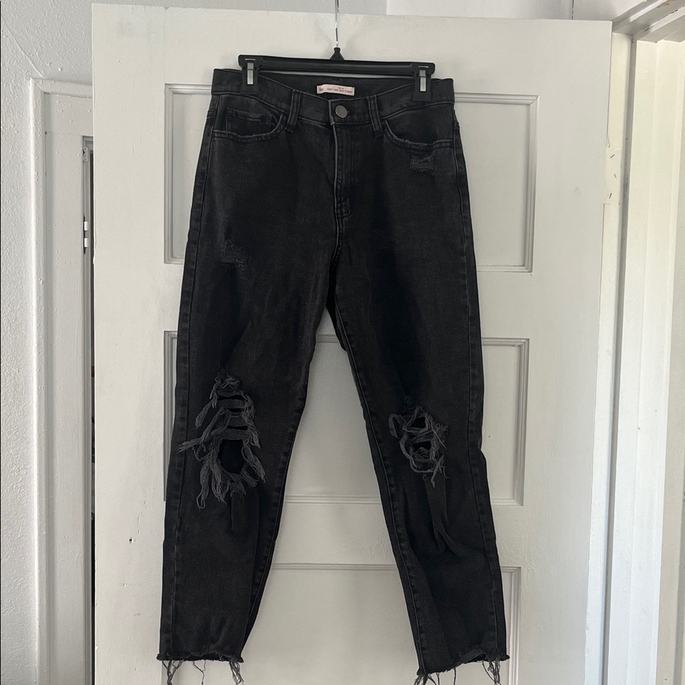 SO Black Distressed Straight Leg Jeans